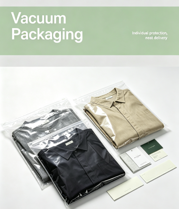 Yoofar vacuum packaging service for apparel print on demand, individual protection for clothing dropshipping orders