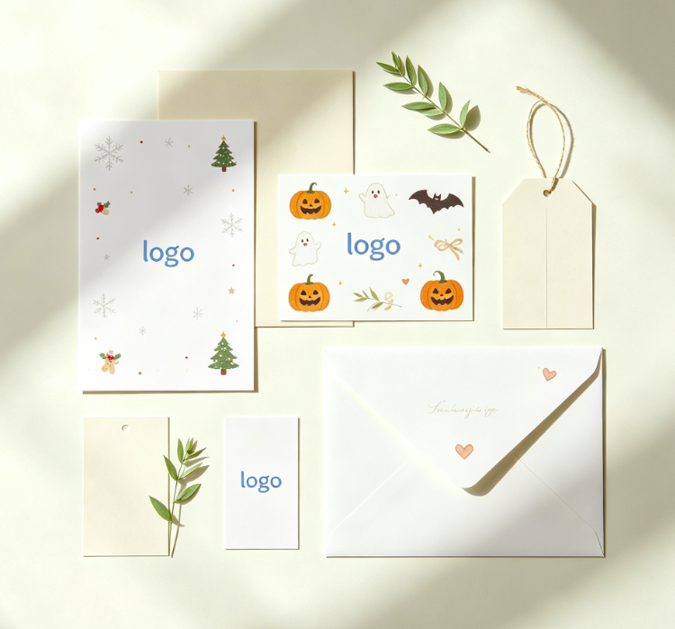 Yoofar custom printed greeting cards and gift tags, seasonal personalized card print on demand service