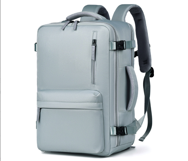 Light gray multi-compartment travel backpack, Yoofar weekly winning dropshipping product with daily demand and upsell potential