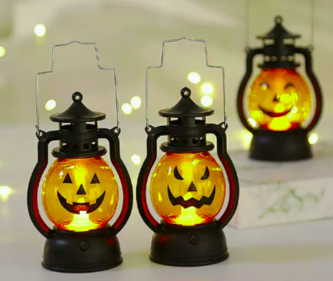 Mini portable pumpkin lantern with LED light, vintage jack-o-lantern for Halloween party lighting decor, Yoofar dropshipping