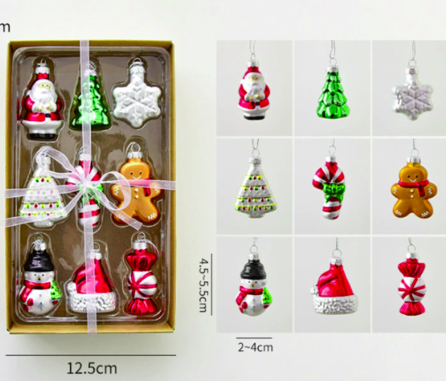 Assorted Christmas hanging ornaments including Santa, tree, snowman and gingerbread man, Christmas tree decorations, Yoofar dropshipping pre-order hot product