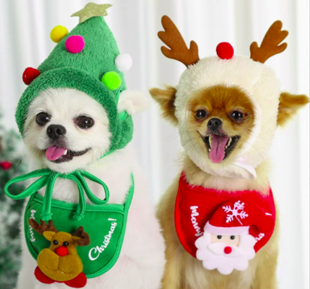 Yoofar sample pet christmas outfits, dog costumes, holiday hats, cute Xmas apparel for pets dropshipping